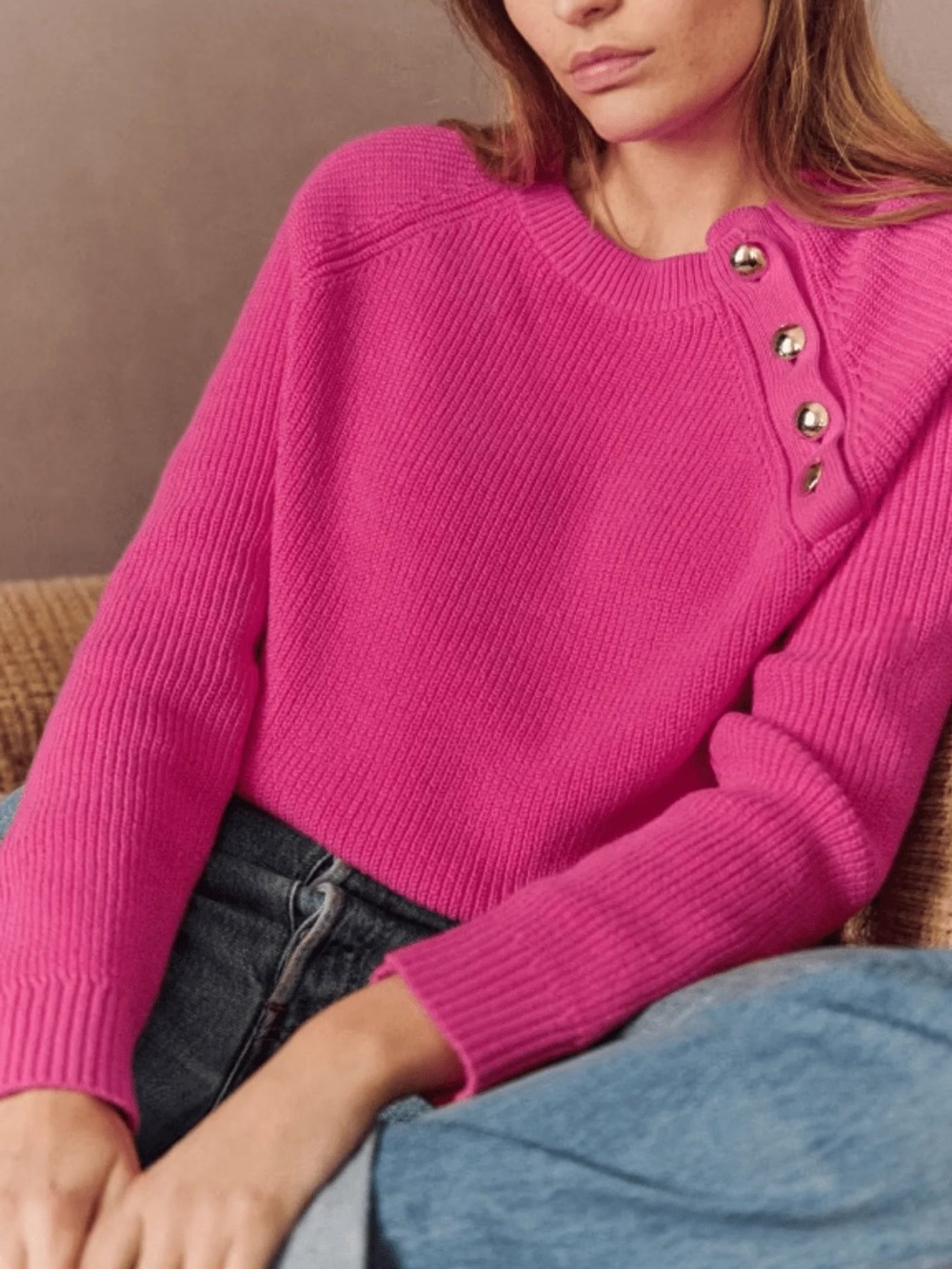 Sézane Gary Jumper Cotton Rib Knit Size Small